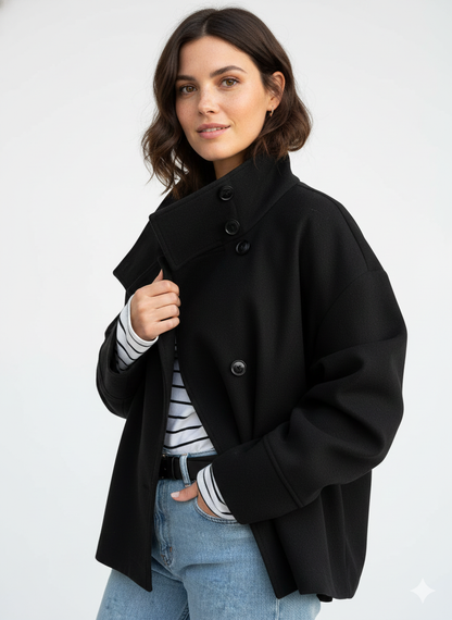 Veste Femme Chic - Manteau Court Élégant avec Col Montant