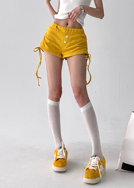 Court shorts été jaune en coton doux élastiqué - EasyApparels