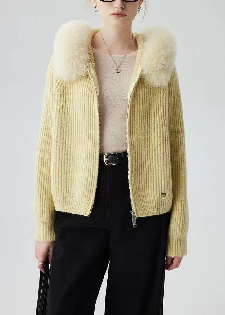 Furry Yellow Fox Hooded Zip Up Gilet - EasyApparels