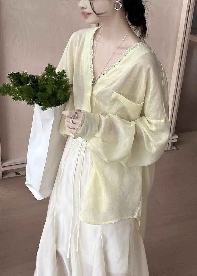 Robe d'été légère en soie et coton jaune - EasyApparels