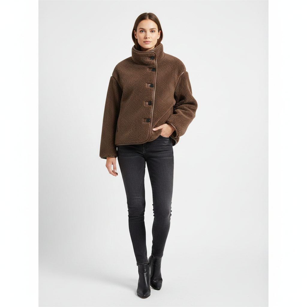 Veste Femme Hiver Élégante - Col Boutonné et Manches Longues - PanierRoyale