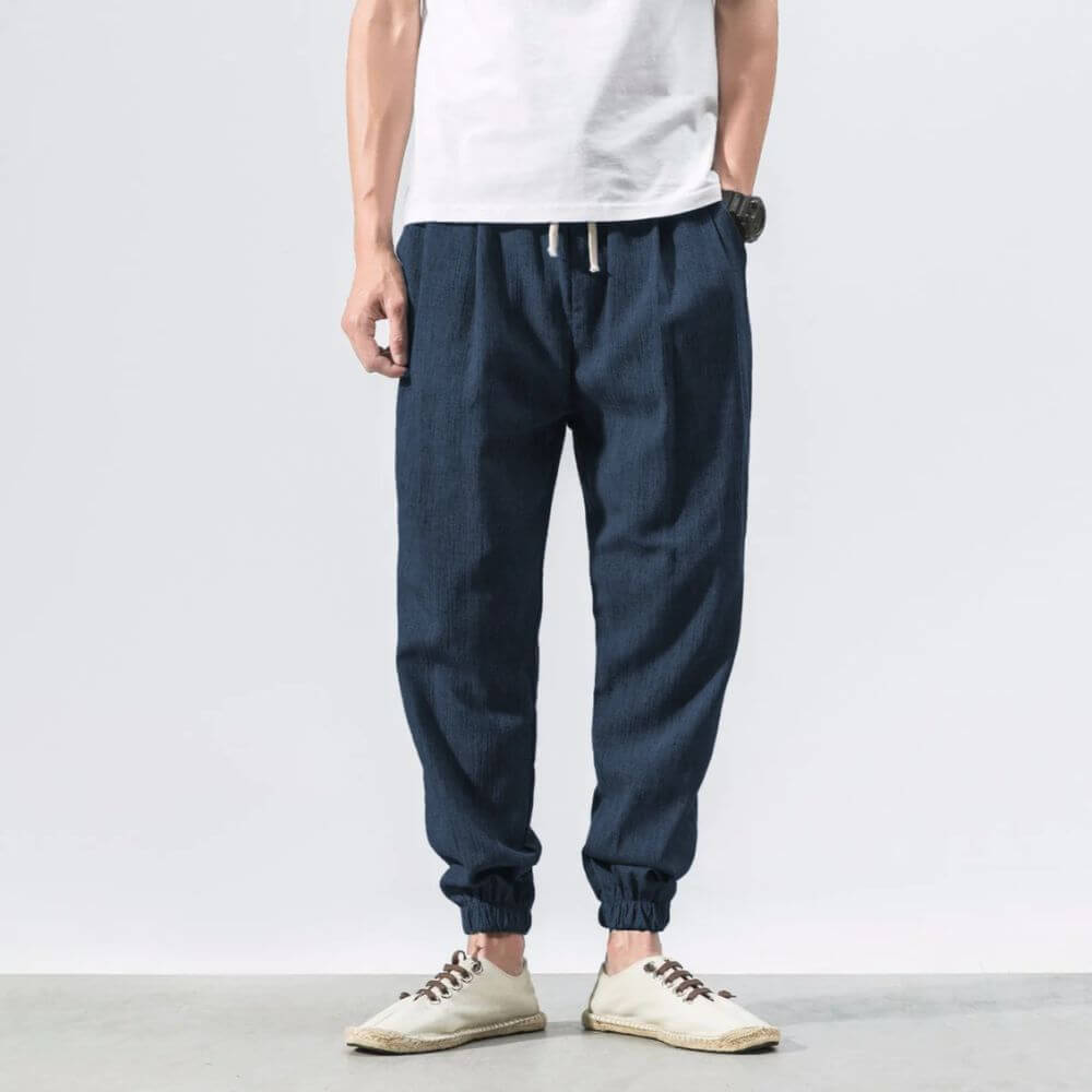 Pantalon Homme Léger en Lin et Coton Respirant
