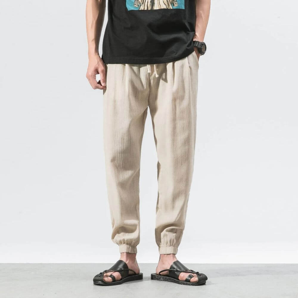 Pantalon Homme Léger en Lin et Coton Respirant