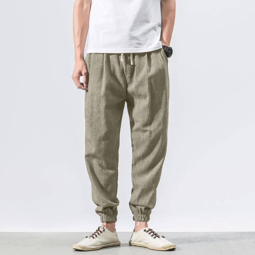 Pantalon Homme Léger en Lin et Coton Respirant