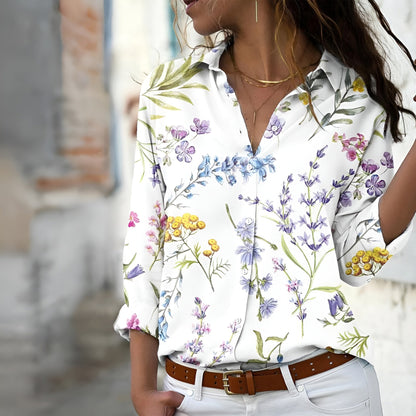 Blouse Femme Chic - Blouse Décontractée à Manches Longues en Tissu Doux