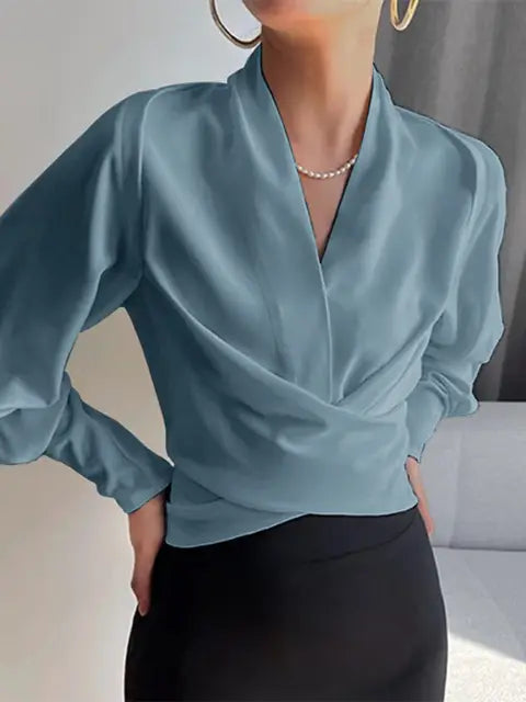 Chemisier Femme Décontracté Col en V - PanierRoyale