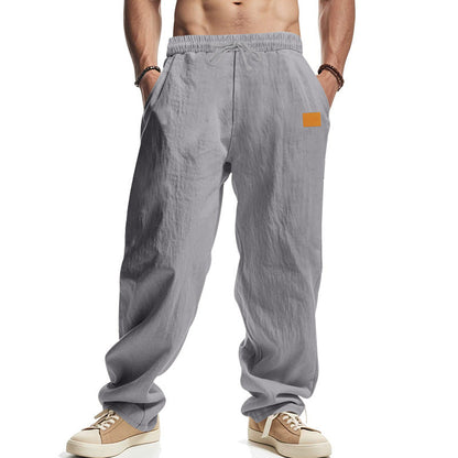 Pantalon Lin Coton Homme Décontracté Élastique