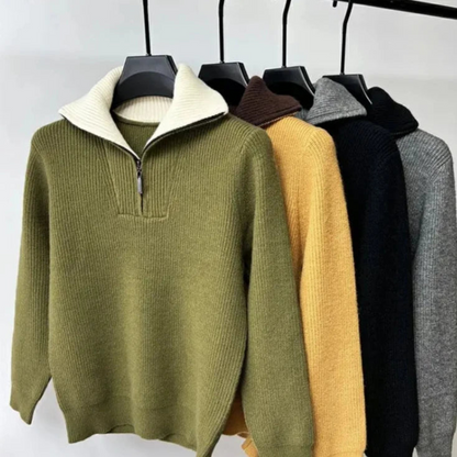 Pull Homme Col Montant Zippé - Élégant et Sportif