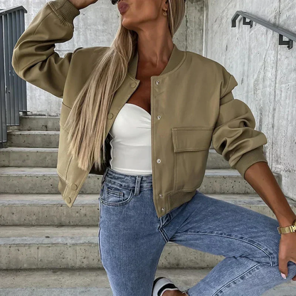 Veste Blouson Femme Chaud avec Manches Longues et Poches