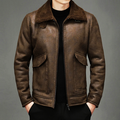 Blouson Cuir Homme Vintage Élégant - BerlinGlamour