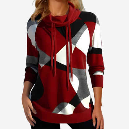 Sweat-shirt femme col montant manches longues casual