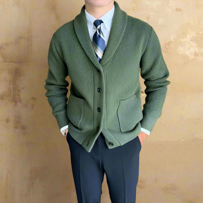Cardigan Homme Rayé en Coton Doux