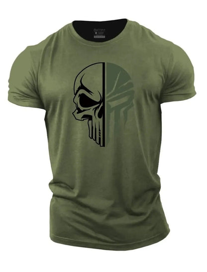 T-Shirt Homme Tête de Mort Style Militaire