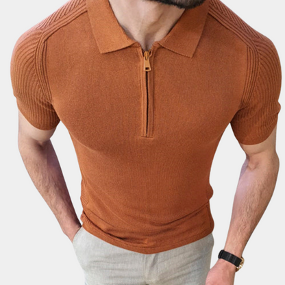 Chemise Polo Homme zippée en coton élégant