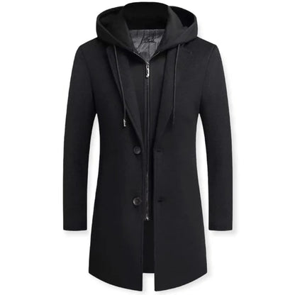 Manteau Homme Hiver Élégant avec Capuche et Doublure Chaude