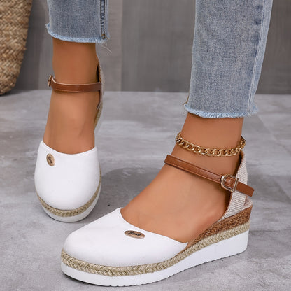 Zanira™ – Sandales Compensées Femme Chic et Confortable à Bout Fermé Été