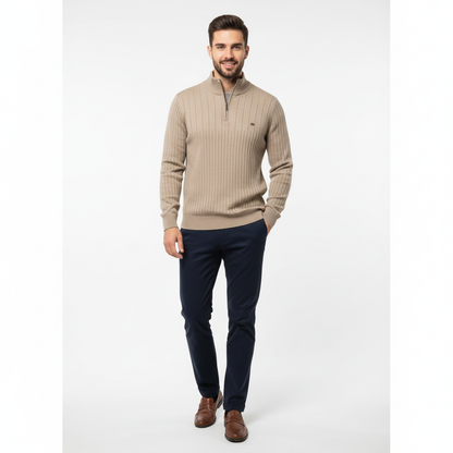 Pull Homme en Coton Doux avec Col Montant Classique