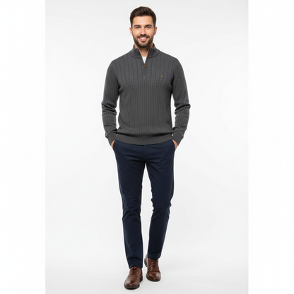 Pull Homme en Coton Doux avec Col Montant Classique