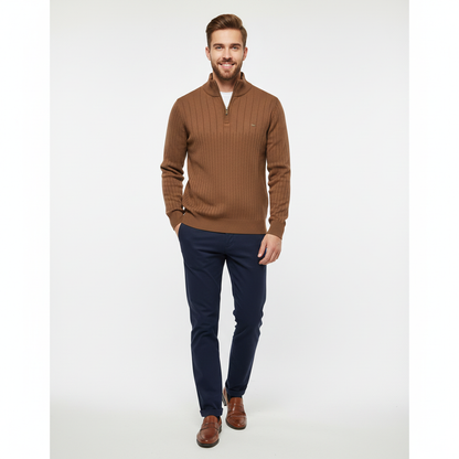 Pull Homme en Coton Doux avec Col Montant Classique