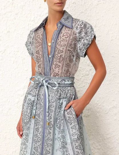 Robe et Blouse Ensemble Élégant Paisley Moderne