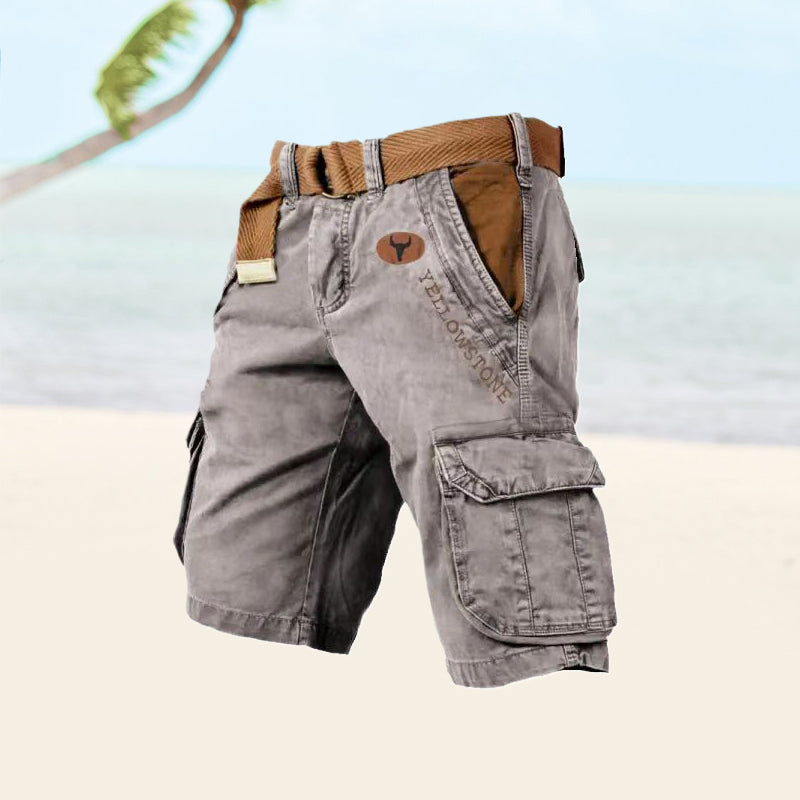 Short cargo Homme Coton Poches Multiples Ceinture Elastique - PanierRoyale