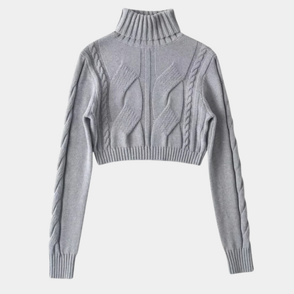 DONNA - Pull Crop Col Roulé Elégant pour Femmes