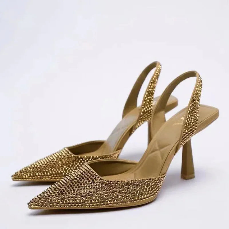 Sandales Hauts Talons Strass Glamour Féminin