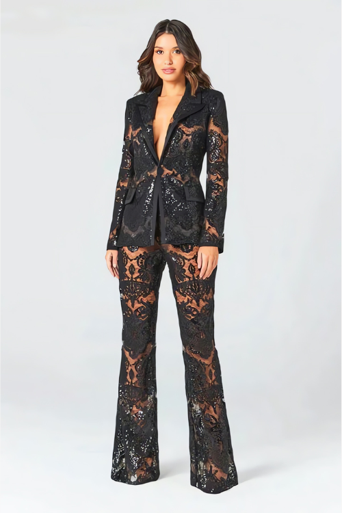 Costume Femme Luxe Pailleté Ensemble Blazers et Pantalons - BerlinGlamour