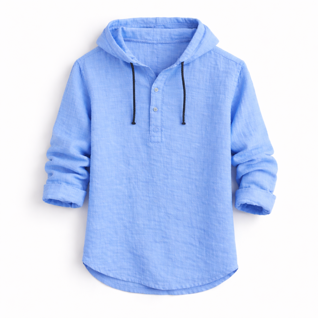 Chemise Homme Lin Coupe Décontractée Capuche Ajustable - PanierRoyale