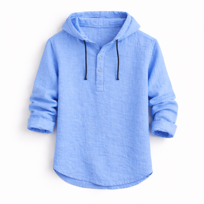 Chemise Homme Lin Coupe Décontractée Capuche Ajustable - PanierRoyale