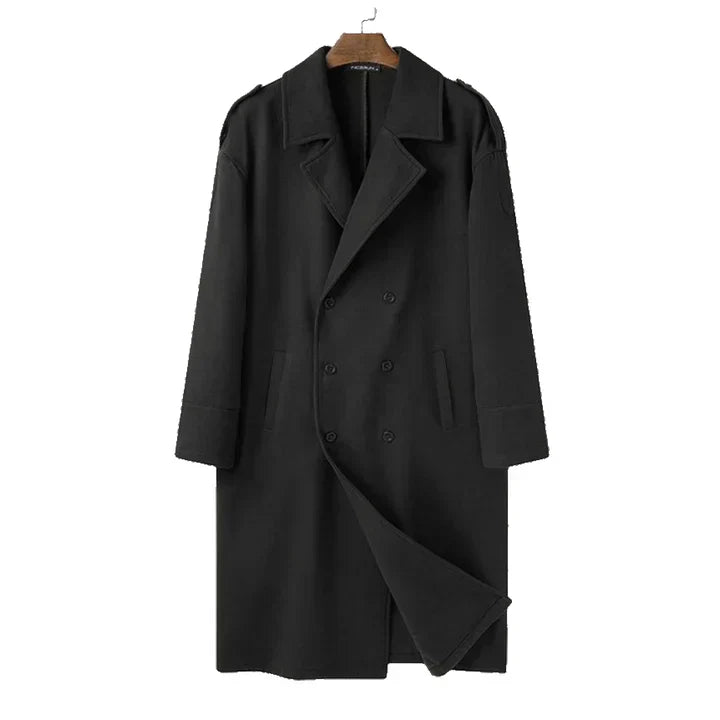 Manteau Homme Long Noir Élégant Hiver