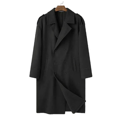 Manteau Homme Long Noir Élégant Hiver