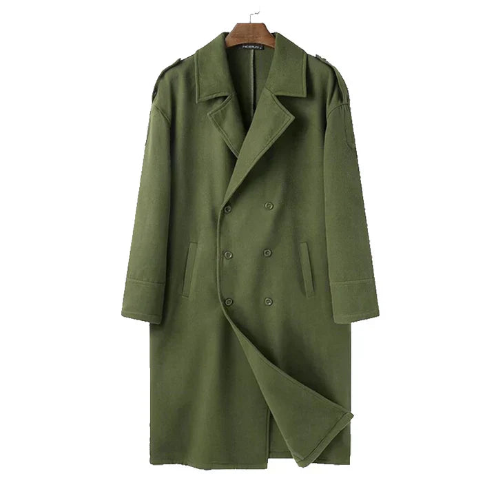 Manteau Homme Long Noir Élégant Hiver