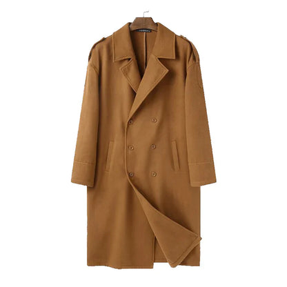 Manteau Homme Long Noir Élégant Hiver