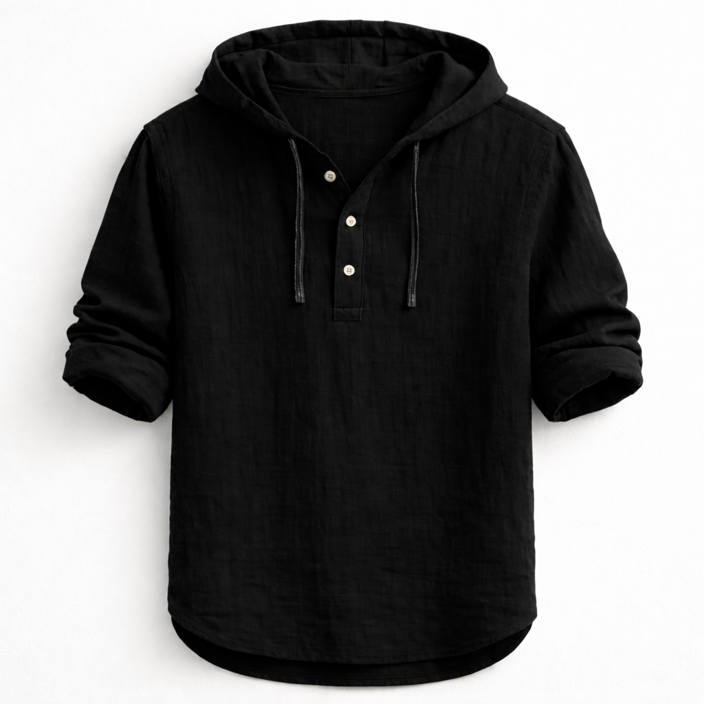 Chemise Homme Lin Coupe Décontractée Capuche Ajustable