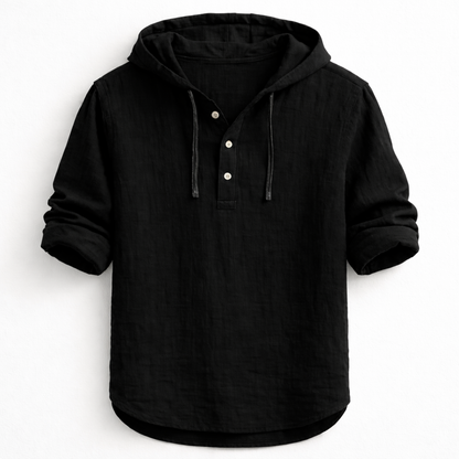Chemise Homme Lin Coupe Décontractée Capuche Ajustable