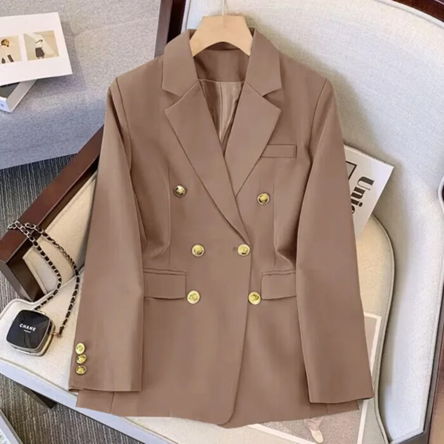 Blazer Homme Doublé à Boutons Dorés