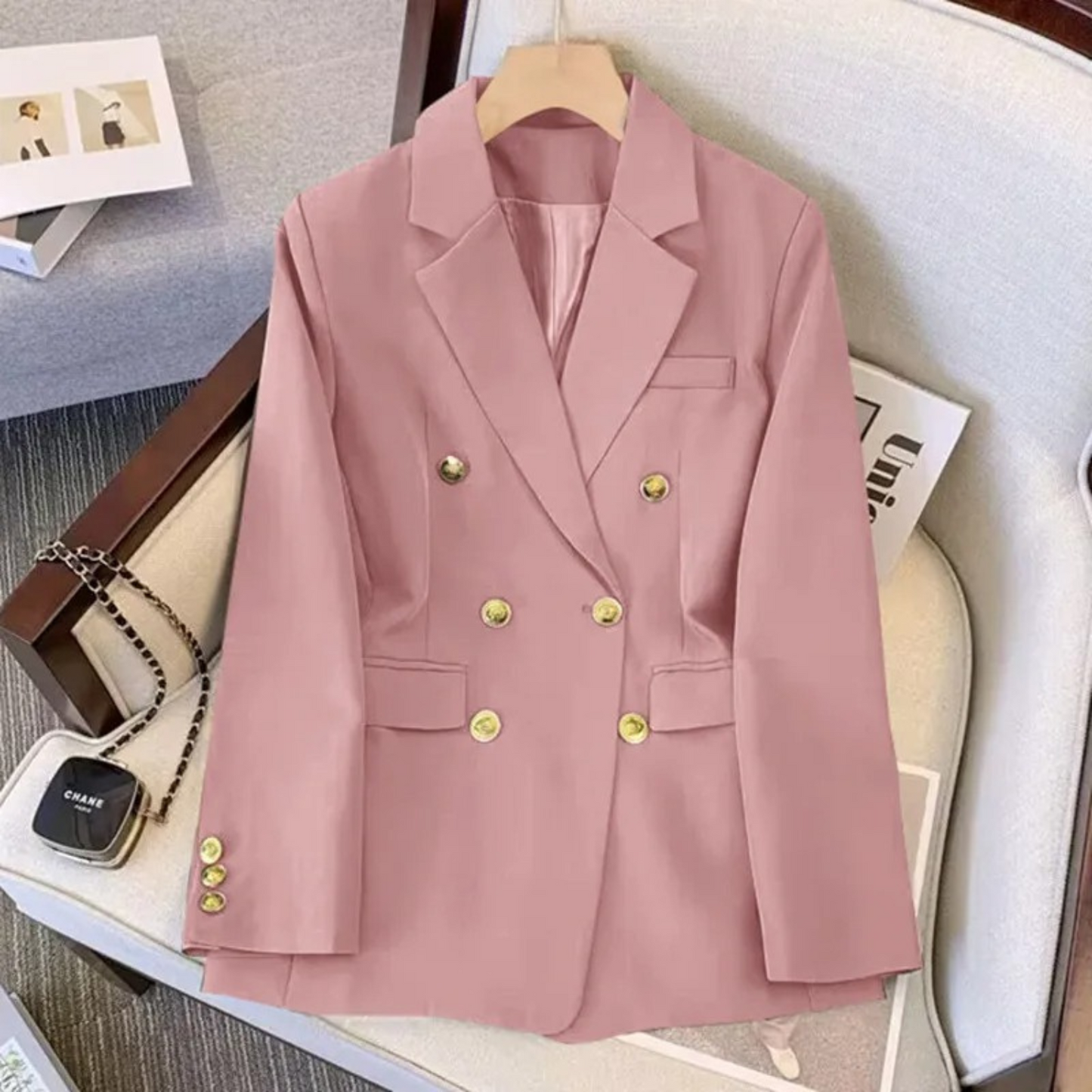 Blazer Homme Doublé à Boutons Dorés