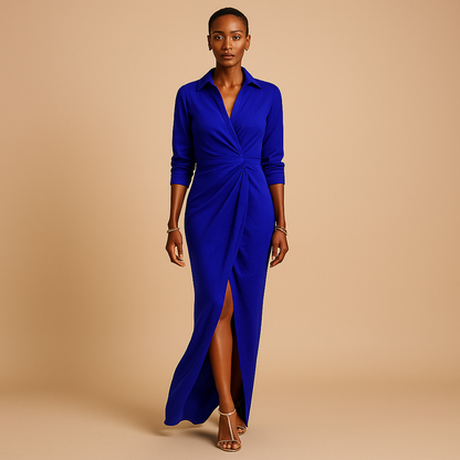 Robe Élégante Col en V Manches Courtes - LuxeStyle