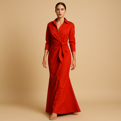 Robe Femme Élégante Col V Manches Courtes