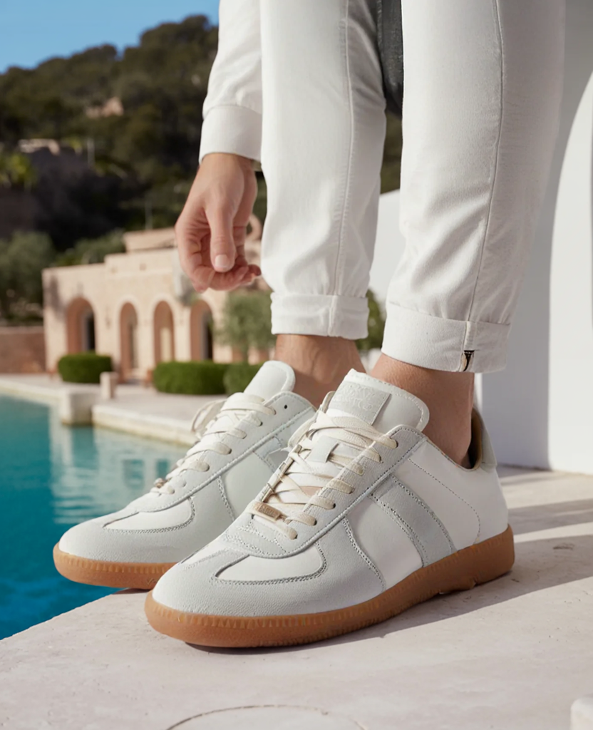 Basket Homme Style Rétro en Cuir avec Semelle en Caoutchouc