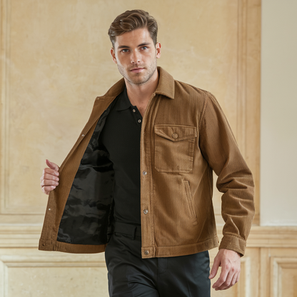 Veste Velours Élégante Manches Longues et Poches Profondes - PanierRoyale