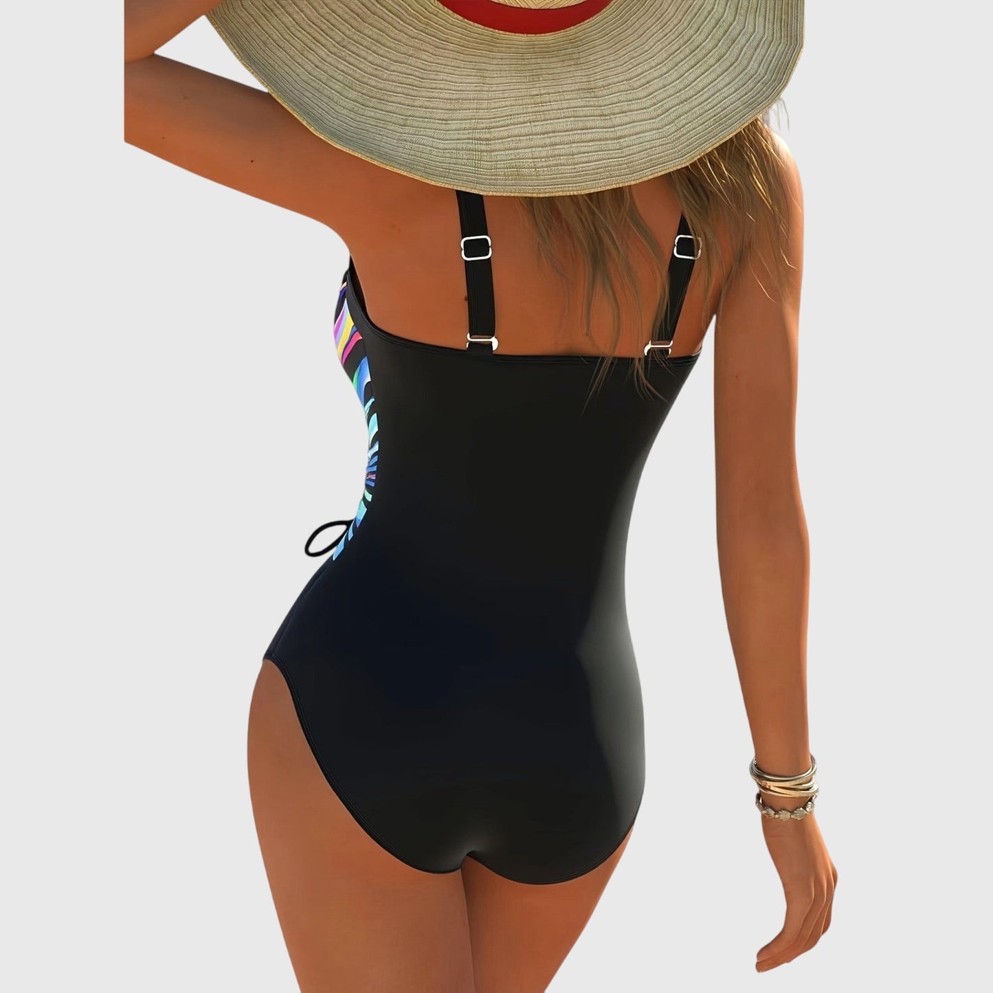 Maillot de bain une pièce Femme Croisé Froncé Style Rayé