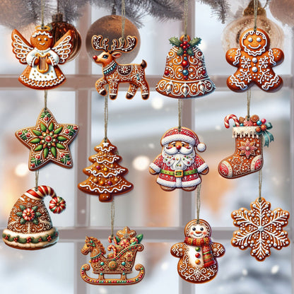 Décoration de Noël en Bois Massif 12 Pièces Détaillées