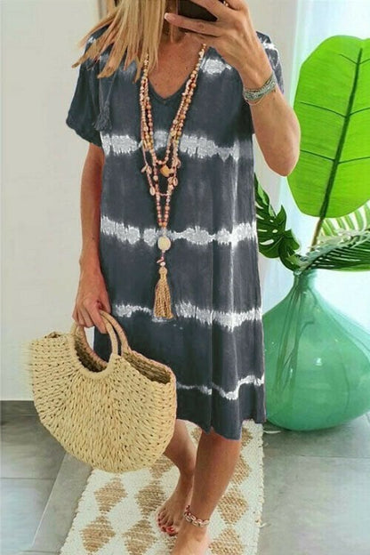 Robe T-shirt Femme Coton Col en V Manches Courtes