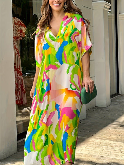 Robe de Plage Légère pour Femme - Caftan Été Floral à Imprimé Coloré