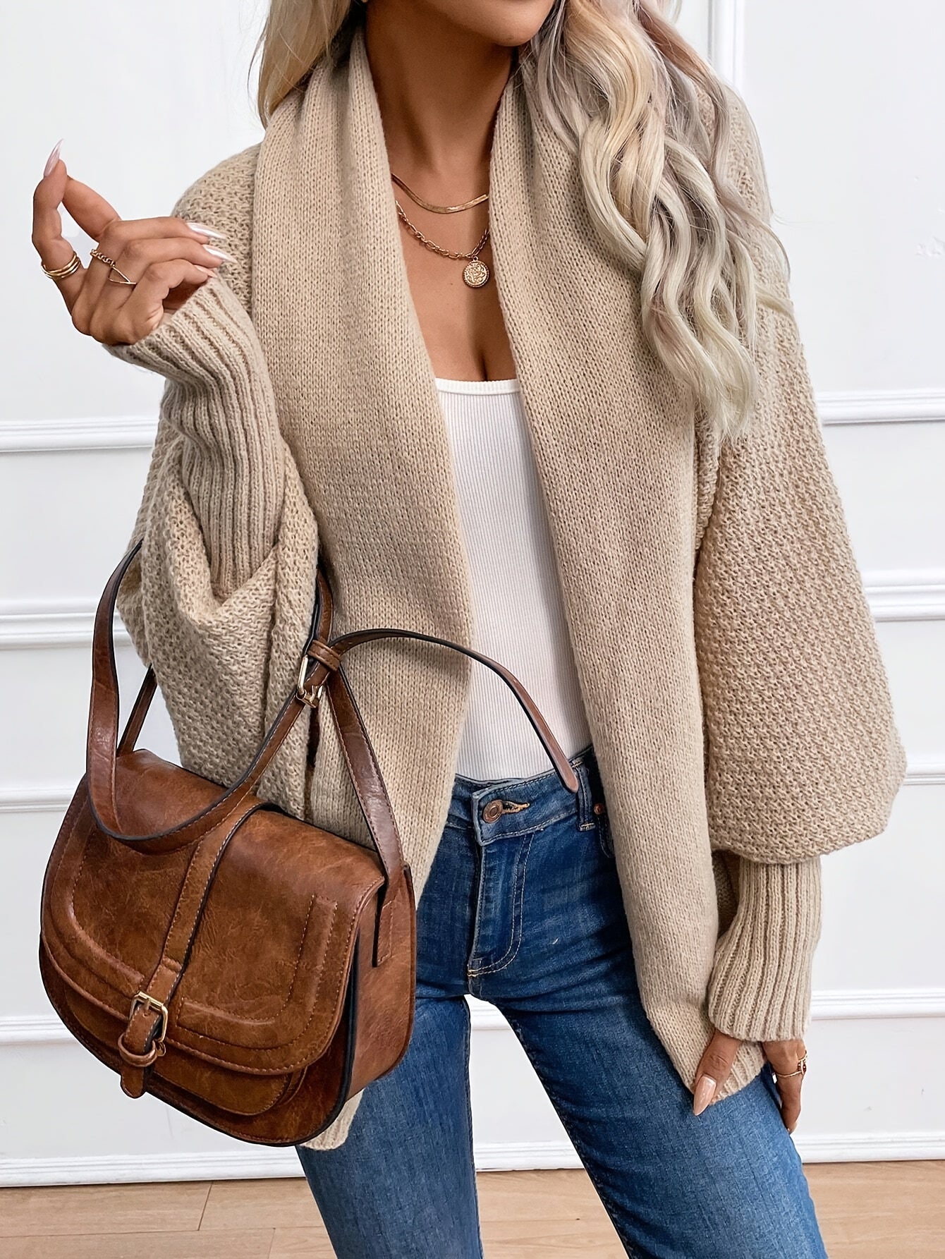 Gilet Femme Hiver Long Manches Col Ronde Élégant - PanierRoyale