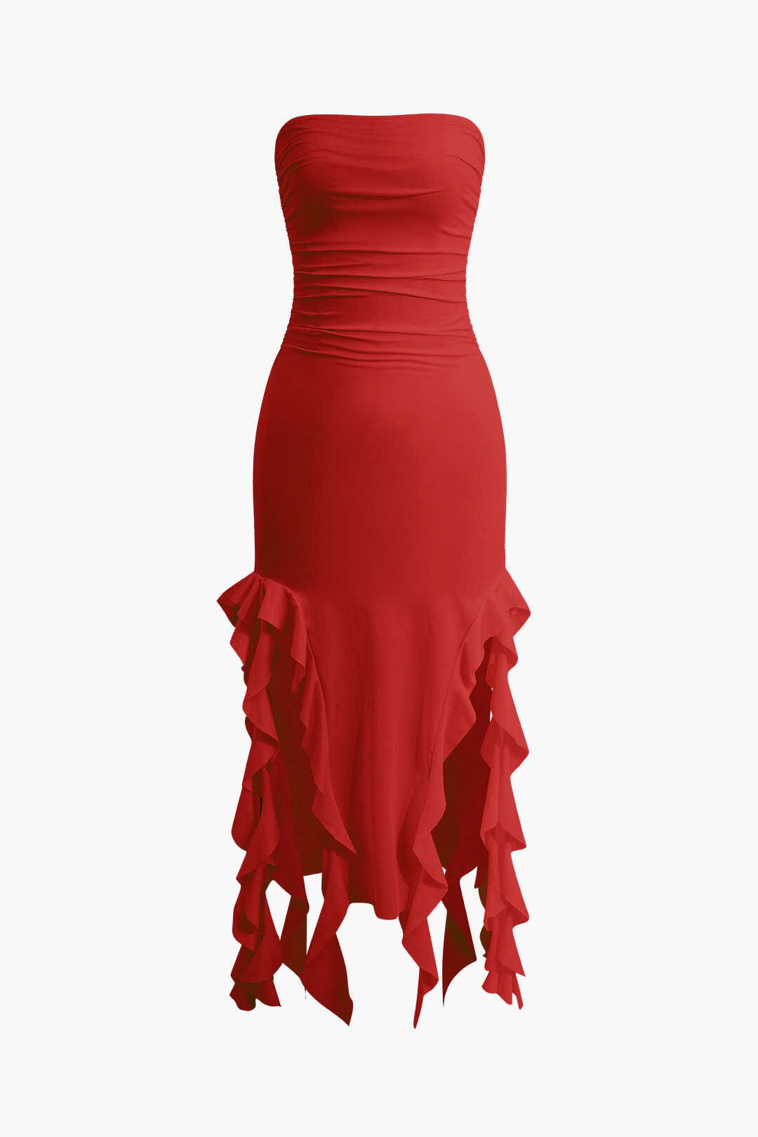 Robe Maxi Élégante avec Volants Féminins