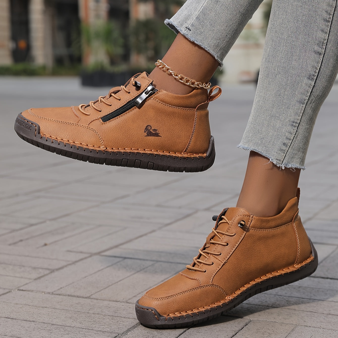 Chaussures Femmes Confortables à Lacets et Fermeture Éclair