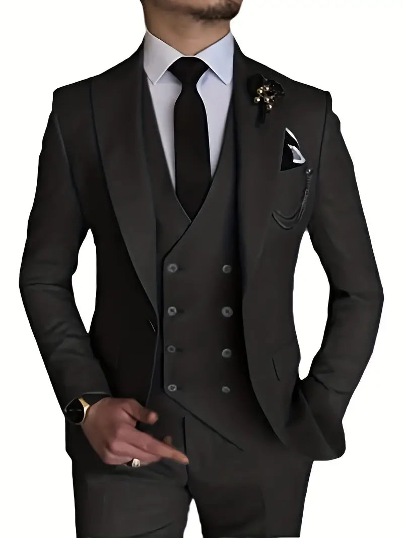 Costume Homme 3 Pièces : Blazer, Gilet et Pantalon Élégant
